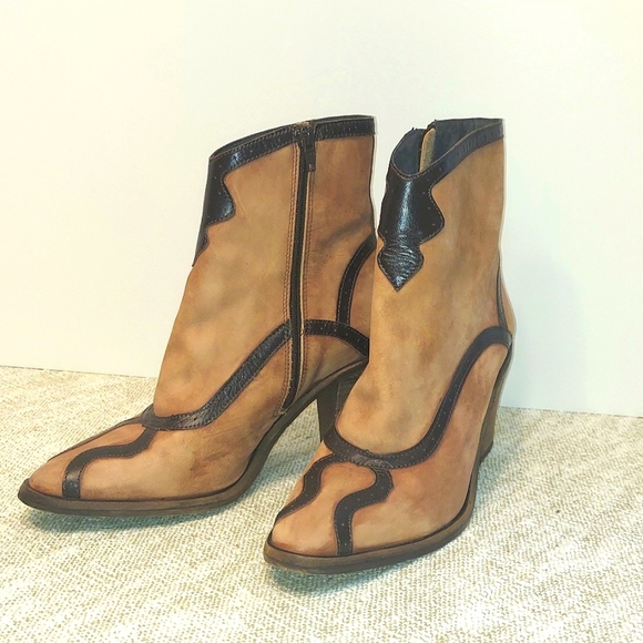 Anthropologie Shoes - Women's Anthropologie Western Style Leather Suede Ankle Boots Pointed Toe